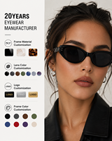 Lunettes de soleil pliables de luxe en acétate noir, protection UV400, unisexe, logo personnalisé, OEM/ODM, vente en gros, monture étroite, anti-radiation, style œil de chat
