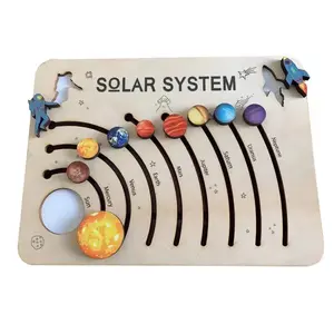 Kinder 3-6 Holzraum spielzeug Kinder Bewegliches Sonnensystem Puzzle Planeten für Kinder Vorschule Lern aktivitäten