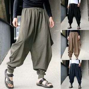 Novità 2025 <span class=keywords><strong>Pantaloni</strong></span> Harem Larghi da <span class=keywords><strong>Uomo</strong></span> di Alta Qualità, Stile Yoga Casual, Tinta Unita, Modello Hippie - Product Image 1