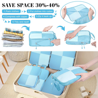 8 cubes de compression de voyage extensibles, imperméables, légers, en polyester, avec fermeture éclair, pour organiser les bagages et les chaussures