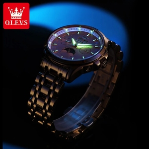 Reloj de pulsera mecánico luminoso OLEVS 7070 automático de lujo multifuncional con calendario perpetuo y fase lunar para hombre, ideal para dropshipping. - Product Image 6