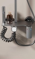 Ensemble de douche de luxe haute pression 4 fonctions avec mitigeur chaud/froid, affichage numérique LED en aluminium et système de pluie pour salle de bain