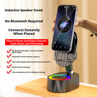 Support universel de chargeur de batterie externe LED avec haut-parleur sans fil pour tablette et téléphone, idéal pour bureau et voiture