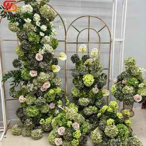 SMOOTH Custom Forest Style <b>Artificial</b> Green <b>Hydrangea</b> Rose Flora Runner <b>Flower</b> ball Set - Product Image 1