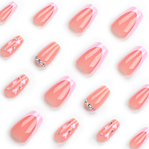 Faux ongles réutilisables en <span class=keywords><strong>diamant</strong></span> blanc rose de luxe conçus en français sur mesure en acrylique ABS sur les ongles pour les doigts des femmes - Product Image 3