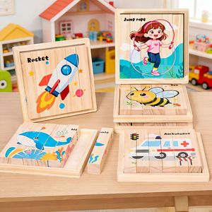 Rompecabezas de bloques de madera con pintura de 4 lados, juguete educativo para niños de 2 a 7 años - Product Image 5