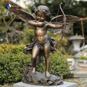 Cupidon Archer Angel-Sculpture en bronze artisanale avec ailes détaillées et draperie fluide (statue de pièce maîtresse de jardin) - Product Image 3