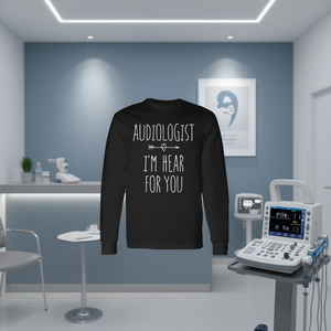 Camiseta de manga larga con la frase 'Audiólogo' para audiología, camiseta promocional de audiológica - Product Image 3