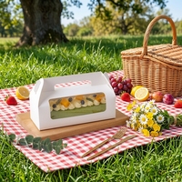 Caja al por mayor para pasteles con rejillas, bonitas cajas para pasteles de boda para invitados, caja de embalaje para repostería con asa