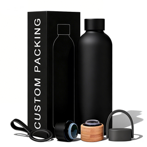 Bouteille d'Eau Tasse Gourde Chic Personnalisable Écologique Noire Blanche Rose Sport Gym en Acier Inoxydable - Product Image 1