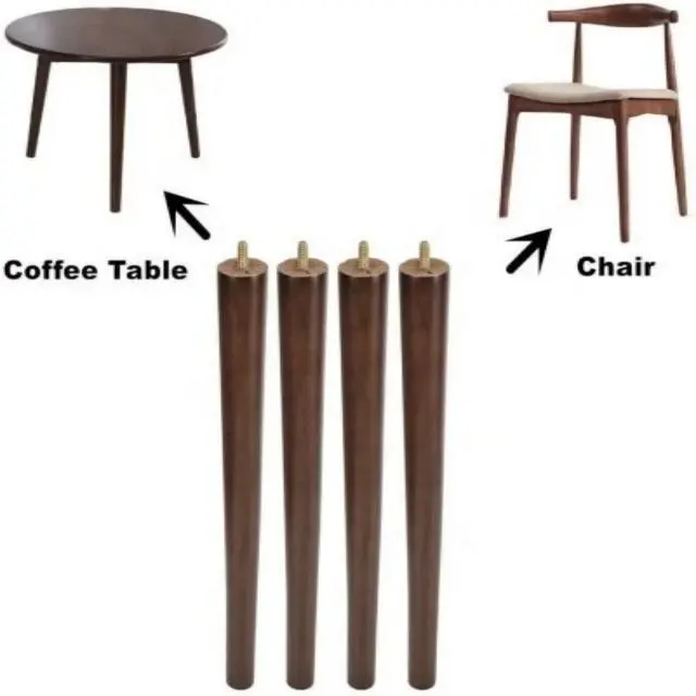 Wood Table Legs Accessories Shaped Furniture Parts OEM ODM Solid Round Feet Dining Coffee Furniture Wood Table Legs For Table