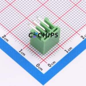 XY2500R-T-2.5-3P Plug-in Terminal Block Bent Lead Through Hole,P=2.5mm Connector Board-to-Board / Socket Closed 1x3P 2.5mm Green - Product Image 2