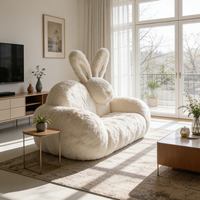 Riesiges Hasenförmiges Sofa Weißes Plüsch-Wohnzimmer-Sofa Bequemer Flauschiger Tier-Loveseat Übergroßer Akzent-Sessel