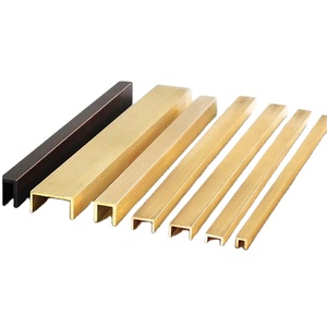 Profil d'extrusion pour transition murale, bande en forme de <span class=keywords><strong>U</strong></span>, garniture de carrelage, profil de sol en laiton - Product Image 1