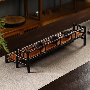 Double Layer Bamboo <b>Tea</b> <b>Tray</b> With Lacquered Mat Surface Traditional Chinese Kung Fu <b>Tea</b> Stand Heat Resistant Storage Accessory - Product Image 3