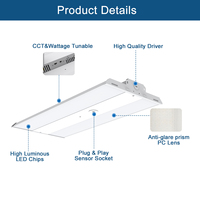 Luminaria Lineal Highbay de 2 Pies, 110W, Regulable 0-10V, Control por Sensor, Aleación de Aluminio, Fabricada en China, ETL DLC 6.0, 5 Años de Garantía