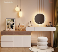 Coiffeuse moderne en bois massif avec 6 tiroirs à fermeture amortie – Meuble de maquillage durable pour chambre et salon