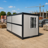 Casa Contenedor Plegable Móvil de Acero Ligero de 12 pies, Cabaña Prefabricada Portátil para Almacenamiento Exterior, Garaje o Taller