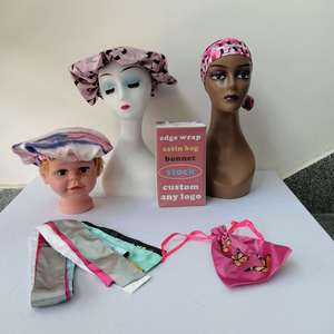 Custom Satin Hair Bag With logo Jewelry Cosmetics Gift Silk Bag Hair Packaging <b>Wig</b> Storage Bonnet - Product Image 5