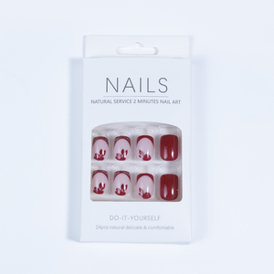 Nouveau lot de 24 faux ongles courts en ABS de style français, à presser, vente en gros, pour salon de manucure - Product Image 4