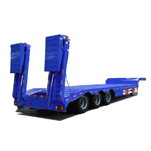 high load capacity 13m loading 60 tons excavator semitrailer For Africa market lowbed trailer