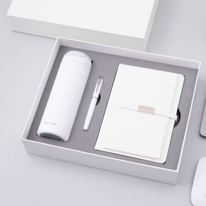 Diario Personalizado de Lujo, Cuaderno de Cuero PU Blanco, Juego de Regalo en Caja, Regalo Empresarial, Termo, Juego de Regalo con Bolígrafo y Botella de Agua - Product Image 1