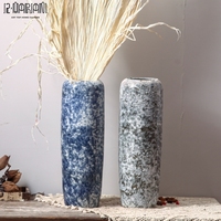 Vases de Sol Chinois Grands et Hauts Bleus et Blancs, Décoration d'Intérieur Vintage de Luxe pour Salon