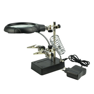 Lente d'Ingrandimento da Tavolo Illuminata MG16129-C con Clip Ausiliaria, 5 LED, Lente in Vetro, 3 in 1 Lente d'Ingrandimento per Saldatura - Product Image 3