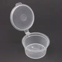 Vaso de plástico enrollado para salsa, muestra de plástico desechable de 1 y 2 oz, pieza de fruta con tapa conjunta