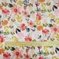Kain Linen 100% Ramah Lingkungan Organik Bermotif Bunga Kecil Latar Belakang Merah Muda untuk Gaun, Kemeja Wanita, Remaja Putri, dan Anak Laki-Laki