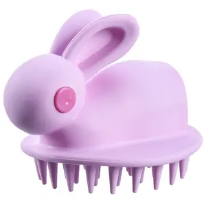 Brosse de bain en silicone en forme de lapin brosse à cheveux pour shampooing doux masseur de cuir chevelu brosse à shampooing pour la tête
