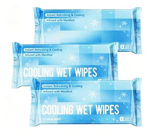 Lingettes rafraîchissantes biodégradables sans alcool, emballées individuellement, sensation de fraîcheur, pour une utilisation quotidienne et sportive - Product Image 2
