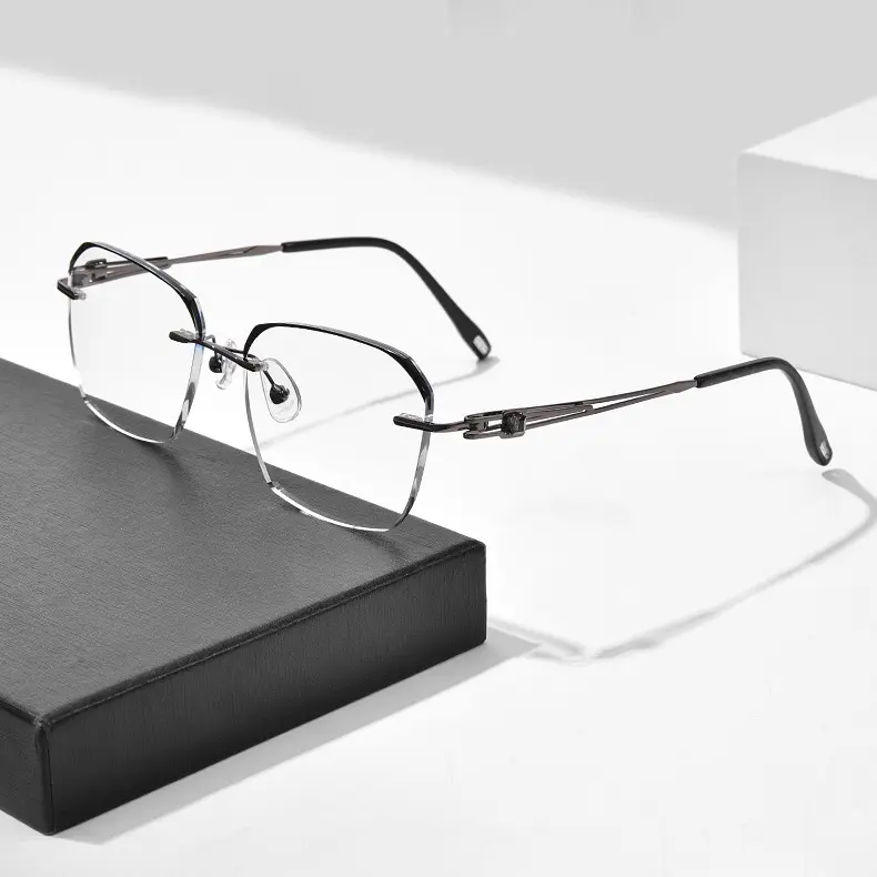 Tasarım çerçevesiz gözlük çerçeveleri 2024 gözlük çerçeveleri yüksek kaliteli gözlük gözlük erkekler titanyum gözlük çerçeve