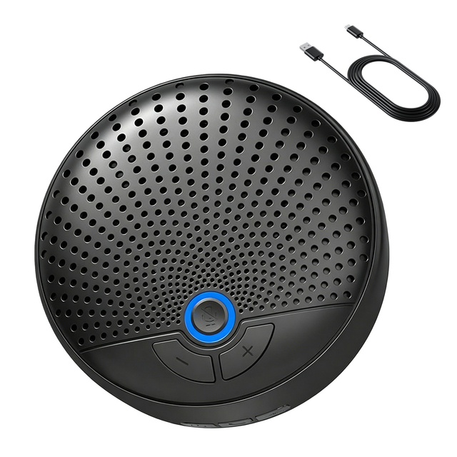 Noise Reduction Desktop Conference Microphone 360° Omnidirectional USB Speakerphone for Online Meeting Video Call Zoom Teams