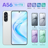 Teléfono Inteligente A56 5G Más Vendido, Pantalla de 7.3 Pulgadas, 16GB+1TB, Teléfono para Juegos, 10 Núcleos, Android 15, GPS, Reconocimiento Facial, Global