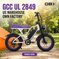 Vélo électrique à pneus larges OBX G60 avec logo personnalisé, 1000W 48V 20Ah, pour les propriétaires de marques et les cyclistes adultes, entrepôt américain