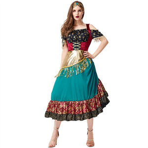 Falda plisada con estampado <span class=keywords><strong>de</strong></span> flores y borlas <span class=keywords><strong>de</strong></span> lentejuelas doradas flamencas <span class=keywords><strong>de</strong></span> España, <span class=keywords><strong>disfraz</strong></span> <span class=keywords><strong>de</strong></span> Carnaval <span class=keywords><strong>de</strong></span> niña <span class=keywords><strong>gitana</strong></span> - Product Image 4