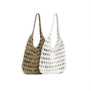 Borsa in Corda di Cotone Traforata 30x20cm con Tasca Interna, Borsa da Spiaggia - Product Image 1