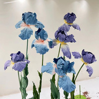 Nouveau design fait à la main fleur de lis géante iris coquelicot bleu violet fleur en papier pour vitrine fête mariage