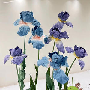 Nuevo diseño hecho a mano gigante <span class=keywords><strong>Flor</strong></span> <span class=keywords><strong>De</strong></span> <span class=keywords><strong>Lis</strong></span> Iris amapola azul púrpura <span class=keywords><strong>Flor</strong></span> <span class=keywords><strong>de</strong></span> papel para ventana Exhibición fiesta boda - Product Image 4