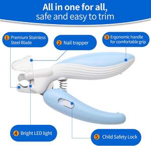 הזנה חיובית LED חשמלית קוצץ ציפורניים גיזום מדויק וללא כאבים מוצר טיפוח חיות מחמד חסין פיצוץ - Product Image 2