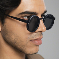 Lunettes de soleil rondes à teinte réglable pour la conduite avec filtre ND variable, style Steampunk Gothique, polarisées, rétro, de luxe, haut de gamme
