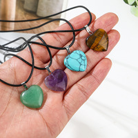 Pendentif en forme de cœur en acier inoxydable avec pierre précieuse naturelle, accessoires en cristal stéréo, fabricants