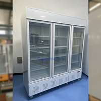 Congélateur vertical à trois portes vitrées, refroidissement par air, thermostat numérique, refroidissement rapide, 1500L, supermarché