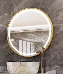 <span class=keywords><strong>Espejo</strong></span> de Baño <span class=keywords><strong>Redondo</strong></span> con Marco Dorado, <span class=keywords><strong>Espejo</strong></span> de Vanidad Inteligente con Retroiluminación LED Antivaho, Montado en la Pared - Product Image 2