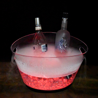 Seau à glace en plastique LED personnalisé avec logo, poignées, éclairage RGB, refroidisseur de champagne et de bière, transparent, lumineux, pour les fêtes