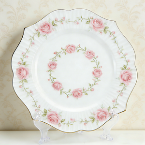 8インチ、10インチ、12インチのカスタムスプリングフラワーデザインセラミックディナープレートセット、家庭、レストラン、パーティー用の磁器製フラットプレート - Product Image 3