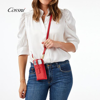 Sac à bandoulière pour téléphone portable en PU imperméable de luxe Cossni pour femmes, pochette pour iPhone personnalisée faite à la main, certifiée ISO et BSCI