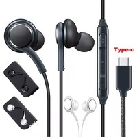 Harga Pabrik Earphone Stereo USB C Tipe C, Headphone Kabel In-Ear untuk Samsung Note10 S20 S22, Headset Tipe-C Earbud