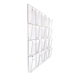 Bán buôn tùy chỉnh 16 poclets treo tường rõ ràng Acrylic tờ rơi tờ rơi tờ rơi chủ Brochure hiển thị đứng - Product Image 6